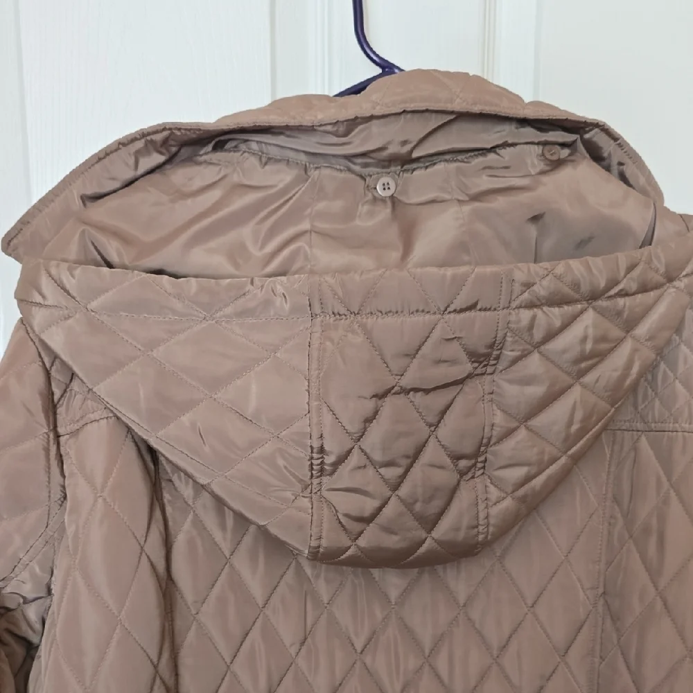 Michael Kors Womens Quilted Hooded Dark Tan Jacket - Picture 8 of 12